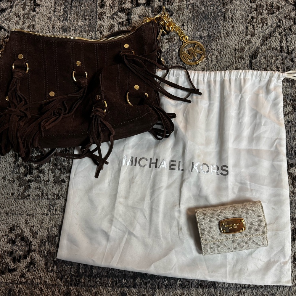 Michael Kors Dark Brown Fringe Purse & Wallet Set - Picture 2 of 7